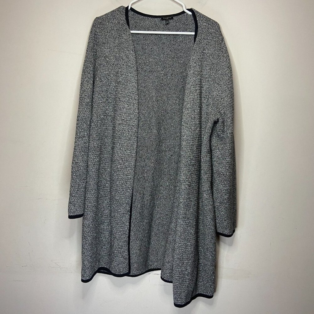 Talbots Women Plus 1X Open Front Duster Cardigan Sweater Gray Knit Longline